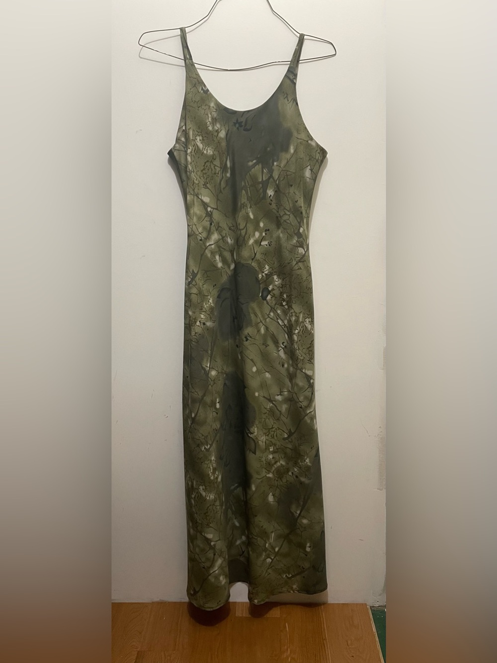 Suzy Shier Olive Green Marble Print Dress